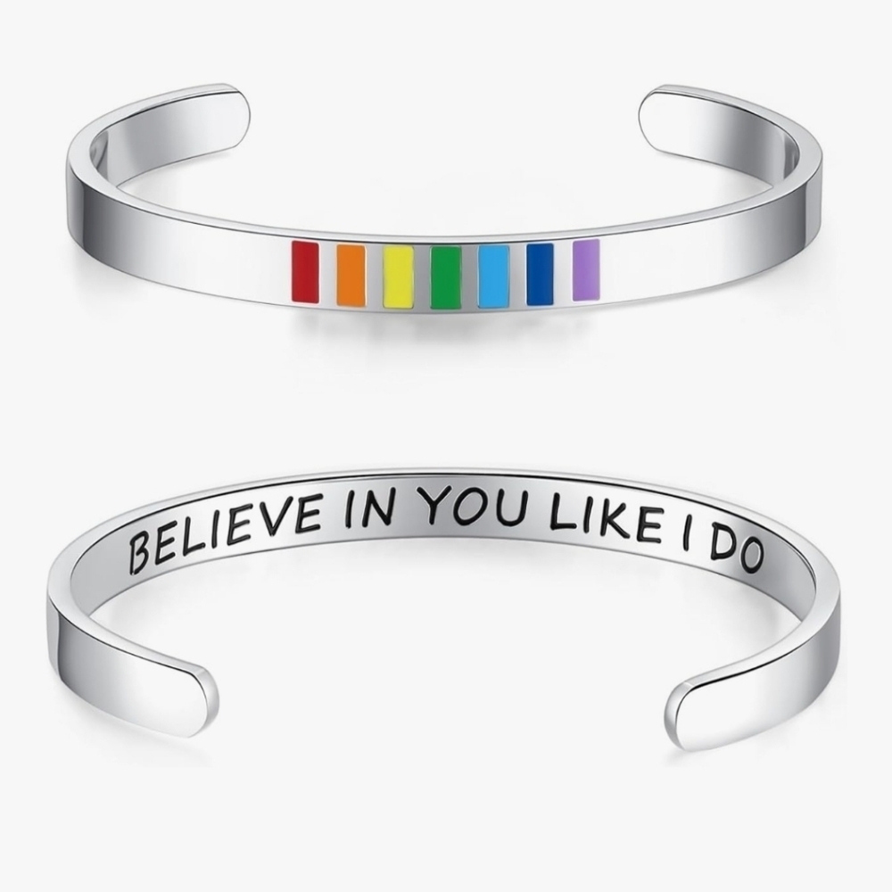 Silver Rainbow Cuff Bracelet